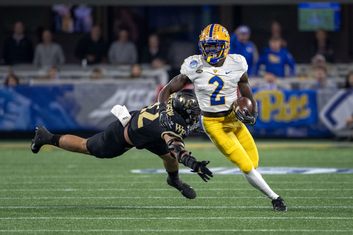 Pittsburg RB Israel Abanikanda carries the ball against Wake Forest in the 2021 ACC Championship Game